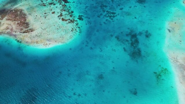  Aerial, reveal. Sand bank Los Roques, Caribbean Sea, off the coast of Venezuela