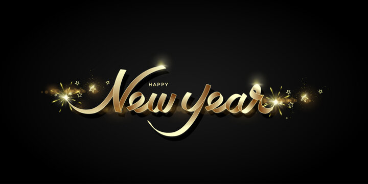 Happy new year letters banner, vector art and illustration. can use for, landing page, template, ui, web, mobile app, poster, banner, flyer, background