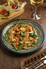 salmon carpaccio with citrus sauce