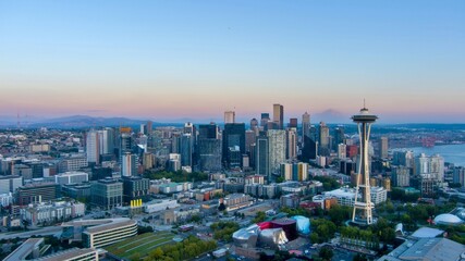 Seattle, Washington skyline at sunset
