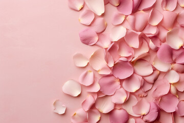 Top view of pink rose flower petals