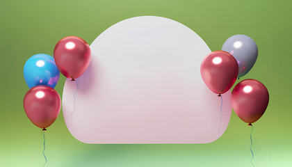 Colorful Dreams Aloft: 3D Balloons Reach for Copy Space"