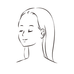 斜め前から見た女性の首から上