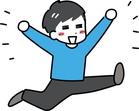 recommend clip art: ジャンプしている笑顔の私服男性