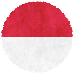 インドネシア　国旗　水彩　円　アイコン