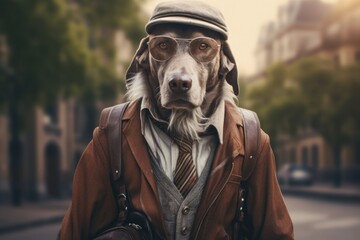 Cute dog wearing like geographer