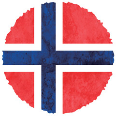 ノルウェー　国旗　水彩　円　アイコン