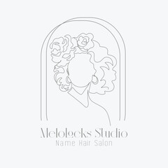 Female beauty and skin care line art design cosmetic shop beauty salon