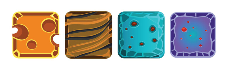 Square Frame or Button Icon for App Design Vector Set