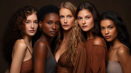 Fototapeta premium Photo of young attractive diverse women