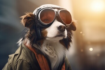 Cute dog wearing like pilot