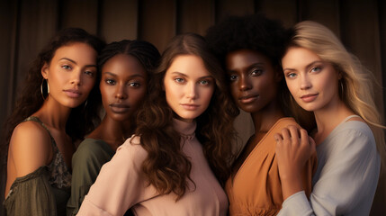 Obraz premium Photo of young attractive diverse women