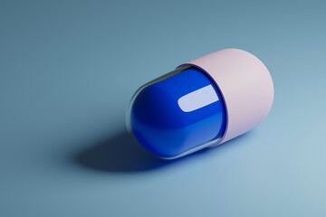 3DCG object of blue capsule, Medicine or pharmacy