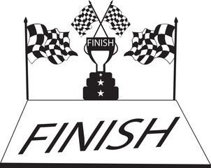 Tropy finish flag checkered flags vector with flat design