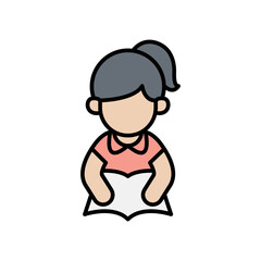 Girl reading icon