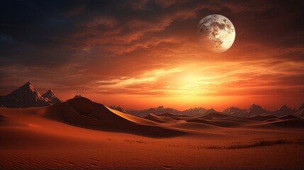Enchanted desert dunes shifting under a twin moon sky | generative ai