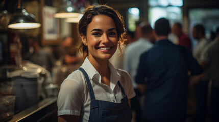 Obraz premium young attractive waitress