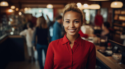 Fototapeta premium young attractive waitress