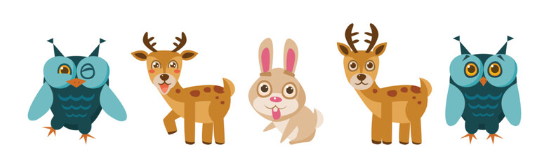 Cute Forest Animal with Pretty Snout Vector Set