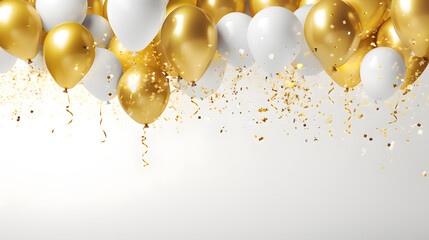 Golden balloons with sparkles high detailed background. Celebration, holiday, birthday party.