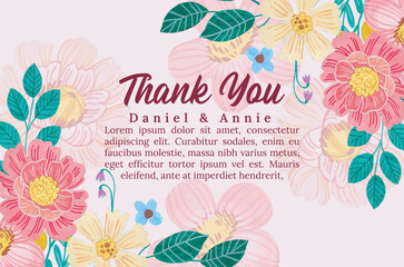 thank you card template watercolor flower