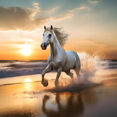 Obraz na płótnie Canvas Swift white horse