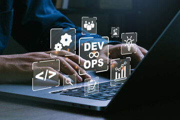 DevOps concept.IT operations, high software quality and software development.Programming,web...