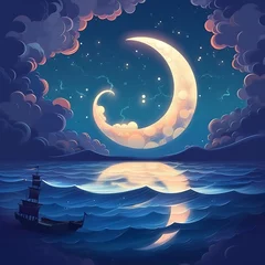 Fototapeten Colorful Painting of a Ship at Night © samaneh