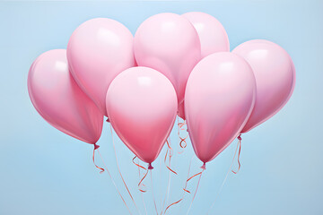 Party Pink  balloons isolated on blue background