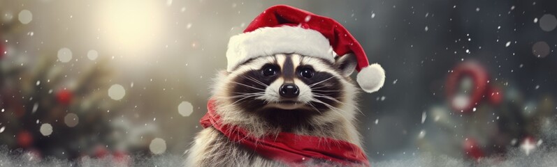 Santa raccoon Christmas background