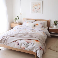 Scandinavian style interior design for a modern bedroom.