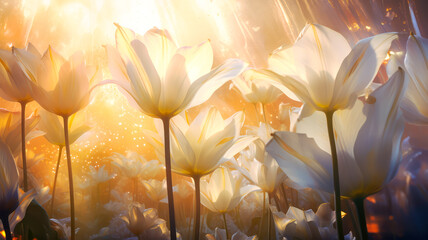 Tulpen in der Sonne. Generiert mit KI