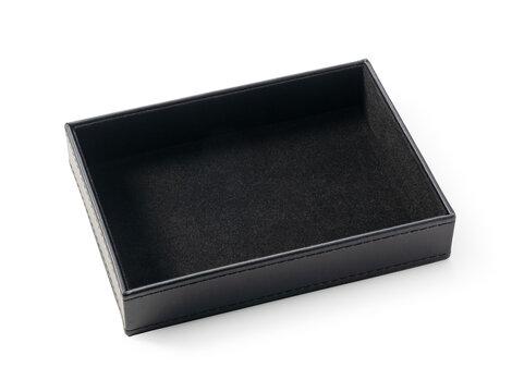 Leather tray placed on a white background.