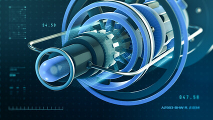 Cad futuristic interface, computer aided design concept, mechanical component project, engineering computer drawing (3d render)