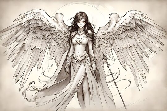 angel with wings generated by AI technology