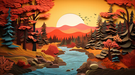 Vibrant Fall Landscapes Stunning Images. Generative AI