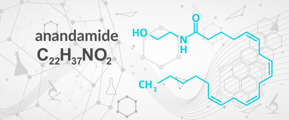 Anandamide endogenous cannabinoid neurotransmitter molecule. Skeletal formula.