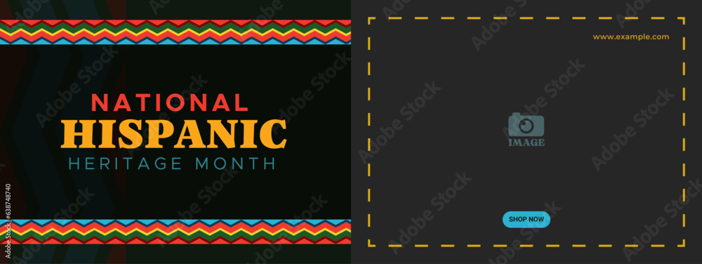 Wall mural Hispanic heritage month. Abstract pattern ornament banner design, colorful style with text, geometry - Wall murals