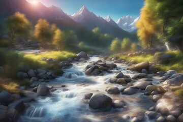 mountain river in the morning