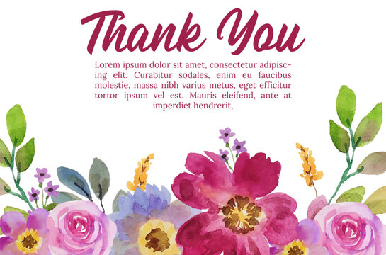 thank you card template watercolor flower