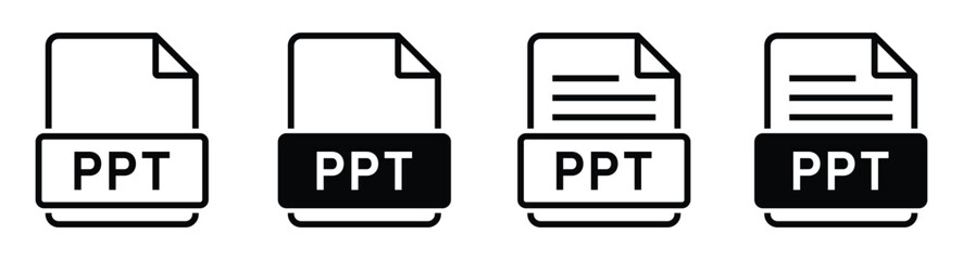 PPT file format icon. Power point file icon, vector illustration