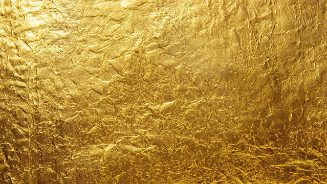 Shiny yello gold foil abstract background. Luxury theme. AI generated image