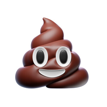 Pile of poo emoji in PNG format. 3D scene