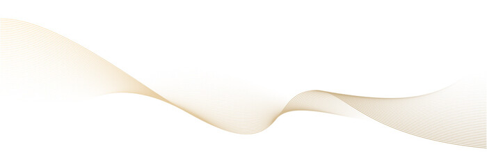 Abstract vector wavy lines flowing smooth curve gold gradient color on transparent background in concept of luxury, technology, science, music, modern.