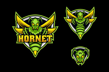 bee hornet or insect mascot logo for esport gaming logo template