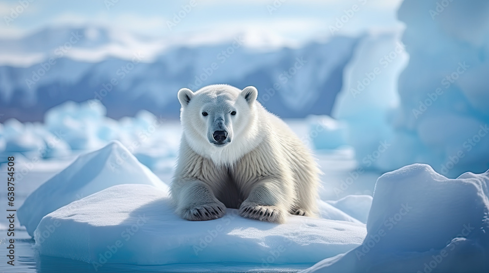Wall mural a polar bear (ursus maritimus) on an ice floe.
