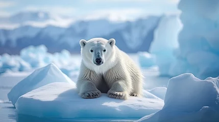 Poster Im Rahmen A polar bear (Ursus maritimus) on an ice floe. © jr-art