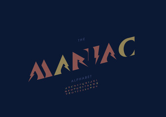 Vector of stylized modern font and alphabet	