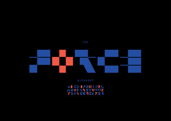 Vector of stylized modern font and alphabet	