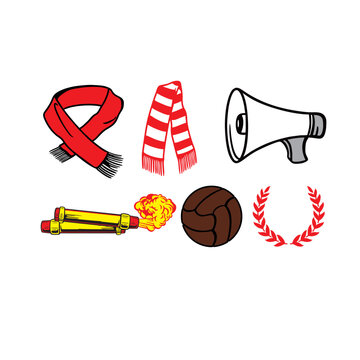 a set of vector illustrations of football supporters ornaments